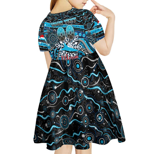 Merry Christmas Sharks Kid Short Sleeve Dress Aboriginal Santa Rugby Mascot - Cronulla Sutherland