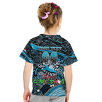 Merry Christmas Sharks Kid T Shirt Aboriginal Santa Rugby Mascot - Cronulla Sutherland
