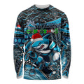 Merry Christmas Sharks Long Sleeve Shirt Aboriginal Santa Rugby Mascot - Cronulla Sutherland