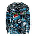 Merry Christmas Sharks Long Sleeve Shirt Aboriginal Santa Rugby Mascot - Cronulla Sutherland