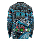 Merry Christmas Sharks Long Sleeve Shirt Aboriginal Santa Rugby Mascot - Cronulla Sutherland
