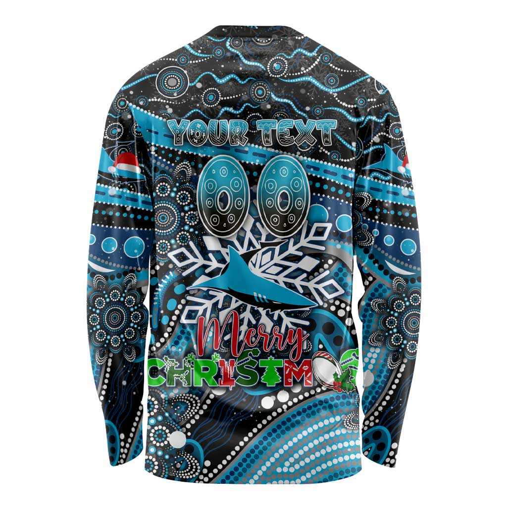 Merry Christmas Sharks Long Sleeve Shirt Aboriginal Santa Rugby Mascot - Cronulla Sutherland