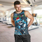 Merry Christmas Sharks Men Tank Top Aboriginal Santa Rugby Mascot - Cronulla Sutherland