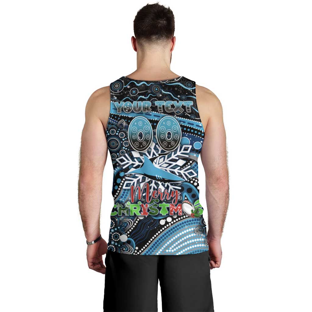 Merry Christmas Sharks Men Tank Top Aboriginal Santa Rugby Mascot - Cronulla Sutherland