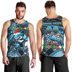 Merry Christmas Sharks Men Tank Top Aboriginal Santa Rugby Mascot - Cronulla Sutherland