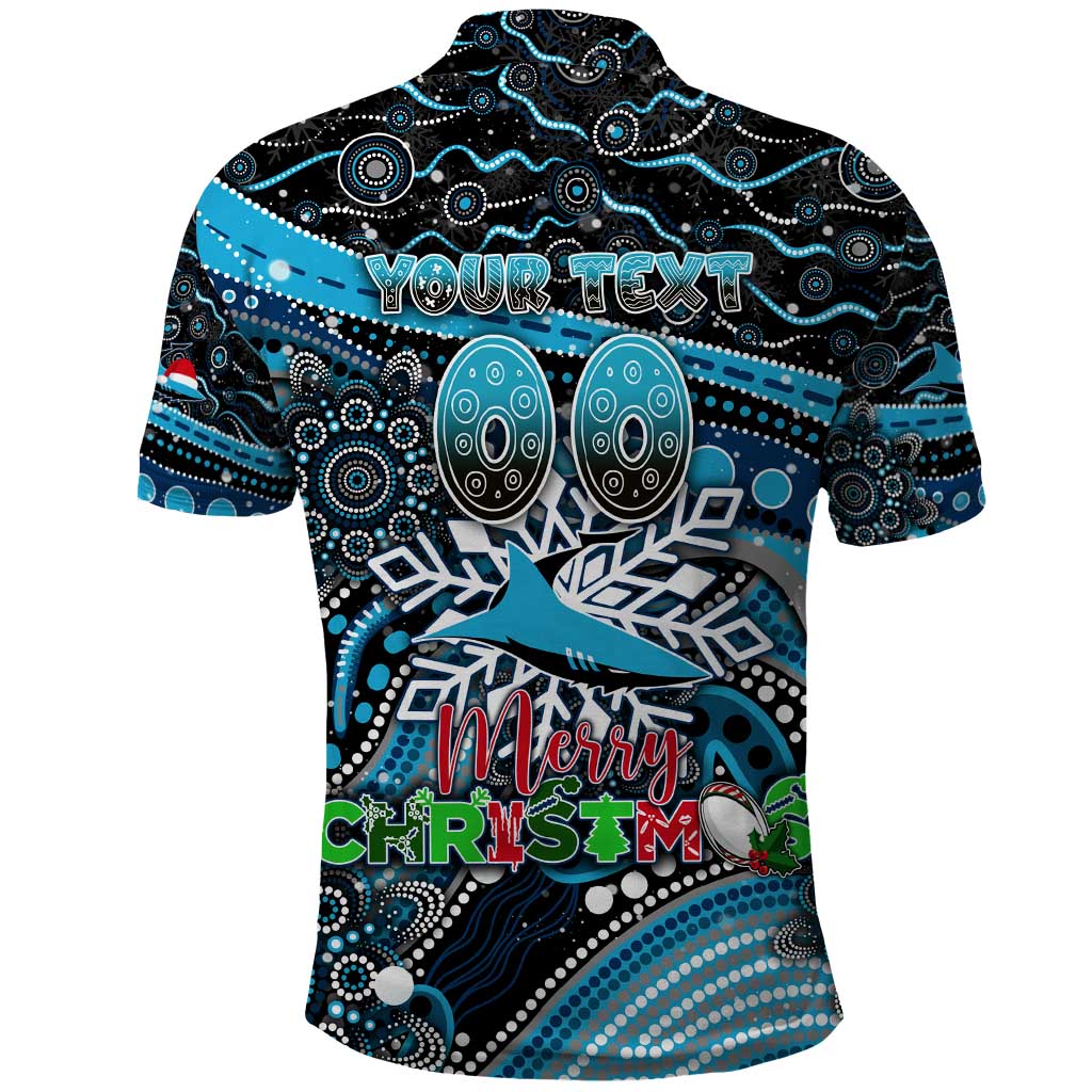 Merry Christmas Sharks Polo Shirt Aboriginal Santa Rugby Mascot - Cronulla Sutherland