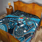 Merry Christmas Sharks Quilt Aboriginal Santa Rugby Mascot - Cronulla Sutherland