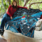 Merry Christmas Sharks Quilt Aboriginal Santa Rugby Mascot - Cronulla Sutherland