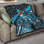 Merry Christmas Sharks Quilt Aboriginal Santa Rugby Mascot - Cronulla Sutherland