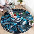 Merry Christmas Sharks Round Carpet Aboriginal Santa Rugby Mascot - Cronulla Sutherland