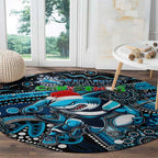 Merry Christmas Sharks Round Carpet Aboriginal Santa Rugby Mascot - Cronulla Sutherland