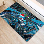 Merry Christmas Sharks Rubber Doormat Aboriginal Santa Rugby Mascot - Cronulla Sutherland