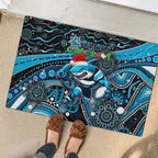 Merry Christmas Sharks Rubber Doormat Aboriginal Santa Rugby Mascot - Cronulla Sutherland