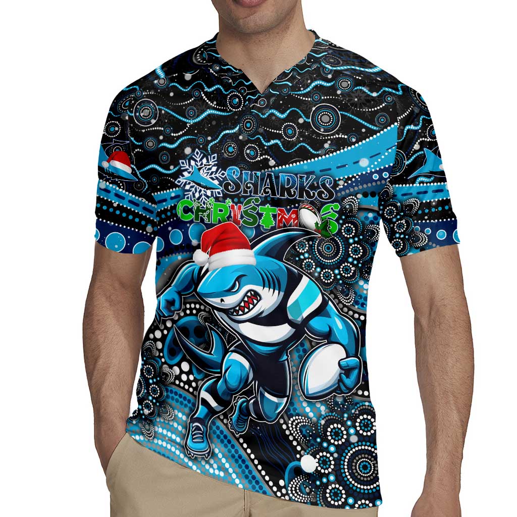 Merry Christmas Sharks Rugby Jersey Aboriginal Santa Rugby Mascot - Cronulla Sutherland