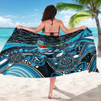 Merry Christmas Sharks Sarong Aboriginal Santa Rugby Mascot - Cronulla Sutherland