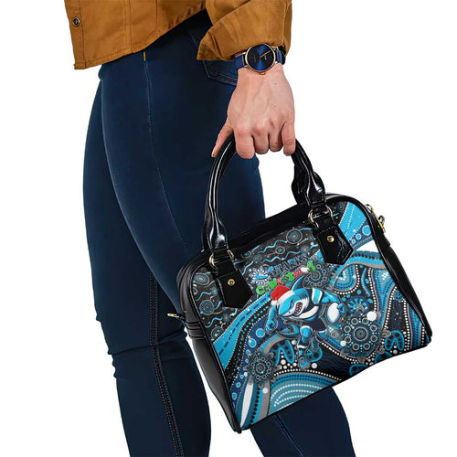 Merry Christmas Sharks Shoulder Handbag Aboriginal Santa Rugby Mascot - Cronulla Sutherland