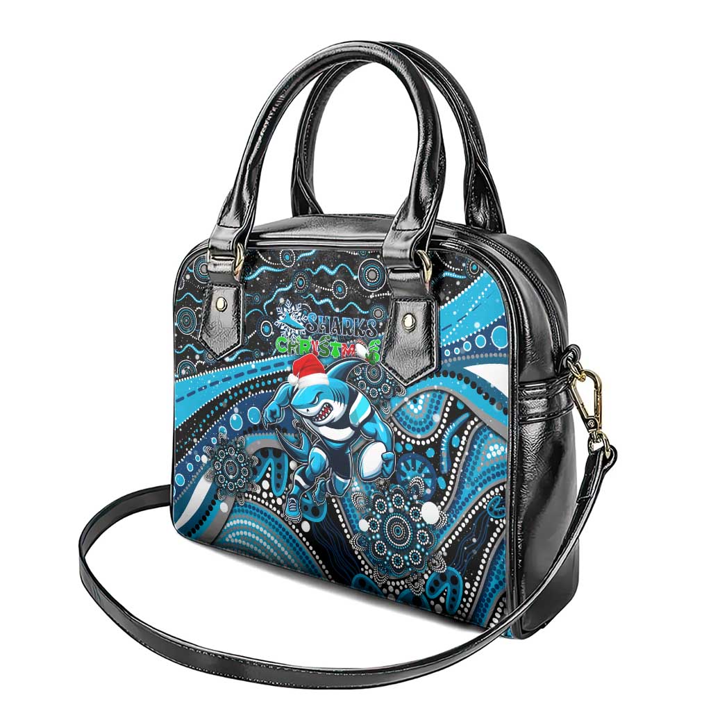 Merry Christmas Sharks Shoulder Handbag Aboriginal Santa Rugby Mascot - Cronulla Sutherland