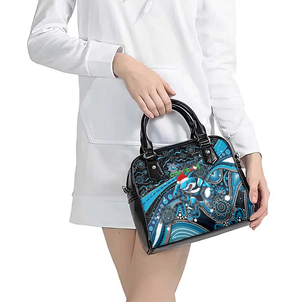 Merry Christmas Sharks Shoulder Handbag Aboriginal Santa Rugby Mascot - Cronulla Sutherland