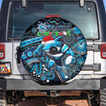 Merry Christmas Sharks Spare Tire Cover Aboriginal Santa Rugby Mascot - Cronulla Sutherland