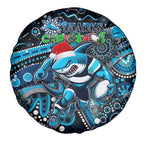 Merry Christmas Sharks Spare Tire Cover Aboriginal Santa Rugby Mascot - Cronulla Sutherland