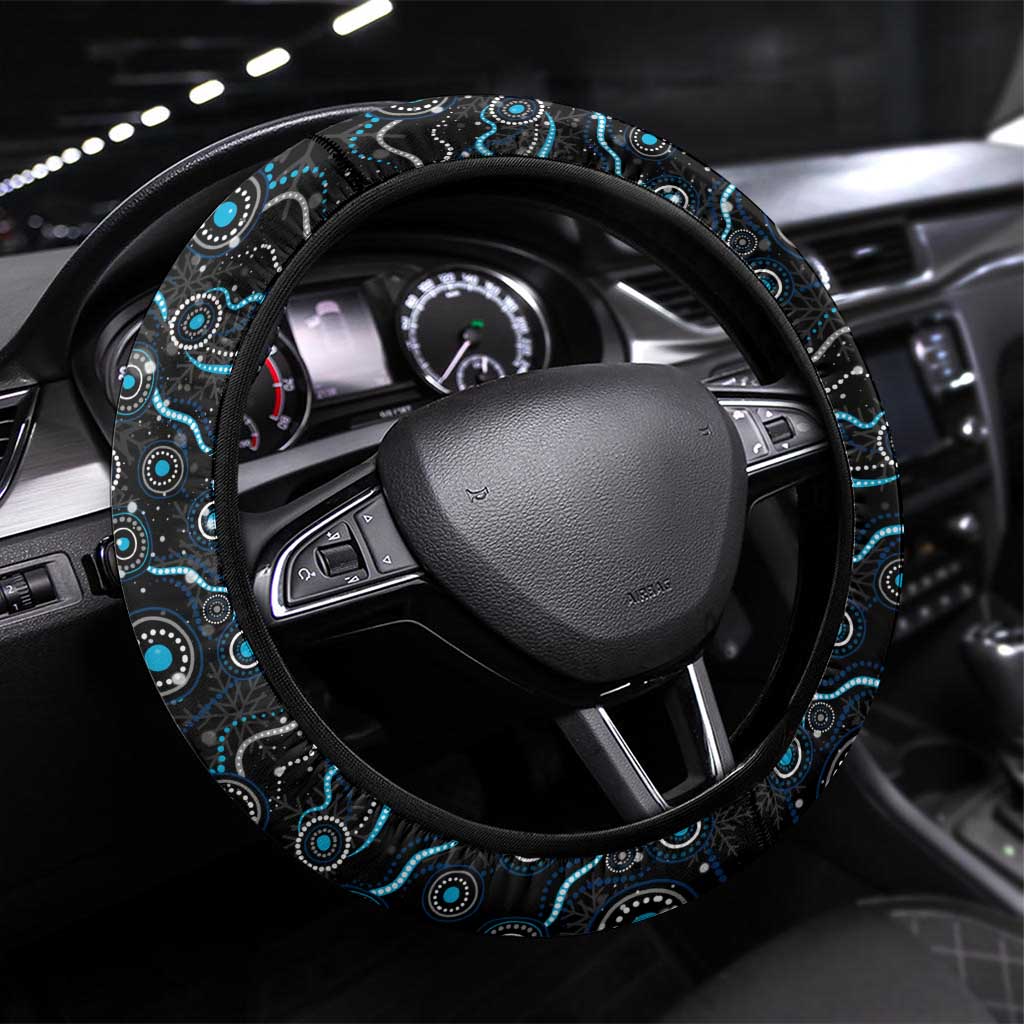 Merry Christmas Sharks Steering Wheel Cover Aboriginal Santa Rugby Mascot - Cronulla Sutherland