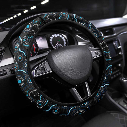 Merry Christmas Sharks Steering Wheel Cover Aboriginal Santa Rugby Mascot - Cronulla Sutherland