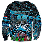 Merry Christmas Sharks Sweatshirt Aboriginal Santa Rugby Mascot - Cronulla Sutherland