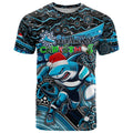 Merry Christmas Sharks T Shirt Aboriginal Santa Rugby Mascot - Cronulla Sutherland