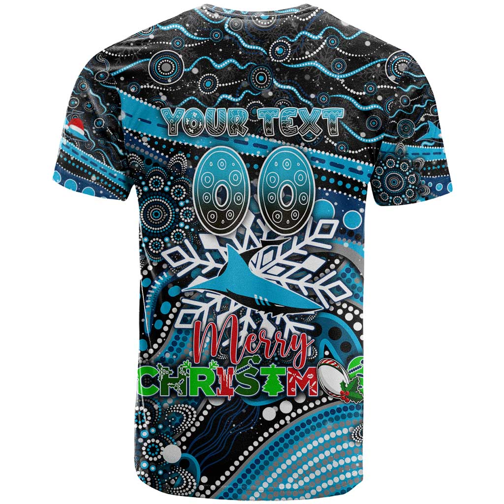 Merry Christmas Sharks T Shirt Aboriginal Santa Rugby Mascot - Cronulla Sutherland