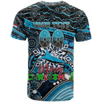 Merry Christmas Sharks T Shirt Aboriginal Santa Rugby Mascot - Cronulla Sutherland