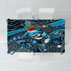 Merry Christmas Sharks Tablecloth Aboriginal Santa Rugby Mascot - Cronulla Sutherland