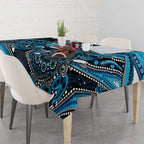 Merry Christmas Sharks Tablecloth Aboriginal Santa Rugby Mascot - Cronulla Sutherland