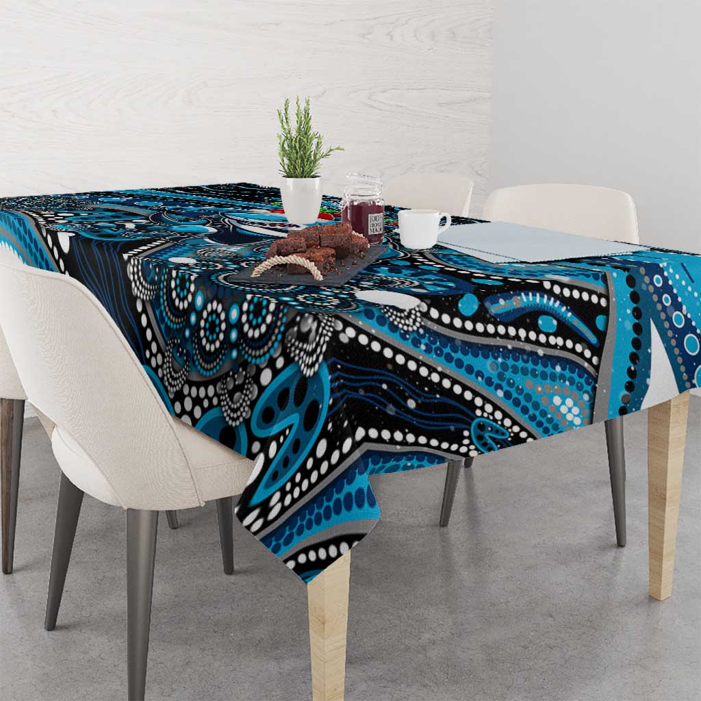 Merry Christmas Sharks Tablecloth Aboriginal Santa Rugby Mascot - Cronulla Sutherland