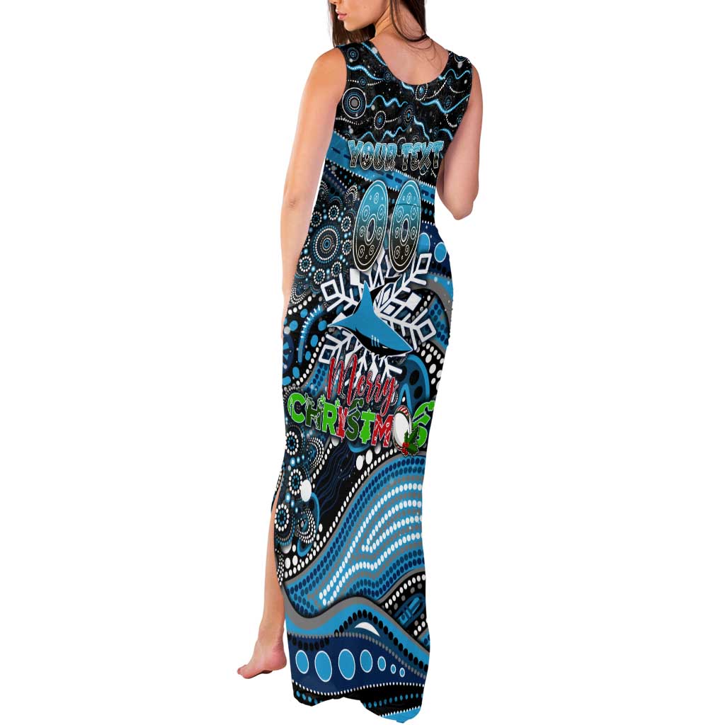 Merry Christmas Sharks Tank Maxi Dress Aboriginal Santa Rugby Mascot - Cronulla Sutherland