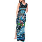 Merry Christmas Sharks Tank Maxi Dress Aboriginal Santa Rugby Mascot - Cronulla Sutherland