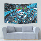Merry Christmas Sharks Tapestry Aboriginal Santa Rugby Mascot - Cronulla Sutherland