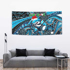 Merry Christmas Sharks Tapestry Aboriginal Santa Rugby Mascot - Cronulla Sutherland