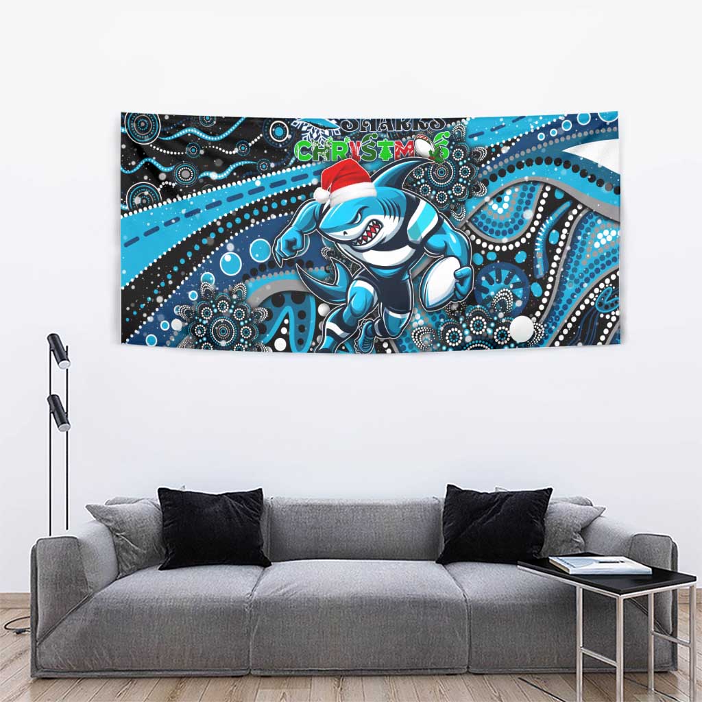 Merry Christmas Sharks Tapestry Aboriginal Santa Rugby Mascot - Cronulla Sutherland