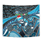 Merry Christmas Sharks Tapestry Aboriginal Santa Rugby Mascot - Cronulla Sutherland
