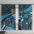 Merry Christmas Sharks Window Curtain Aboriginal Santa Rugby Mascot - Cronulla Sutherland
