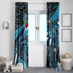 Merry Christmas Sharks Window Curtain Aboriginal Santa Rugby Mascot - Cronulla Sutherland