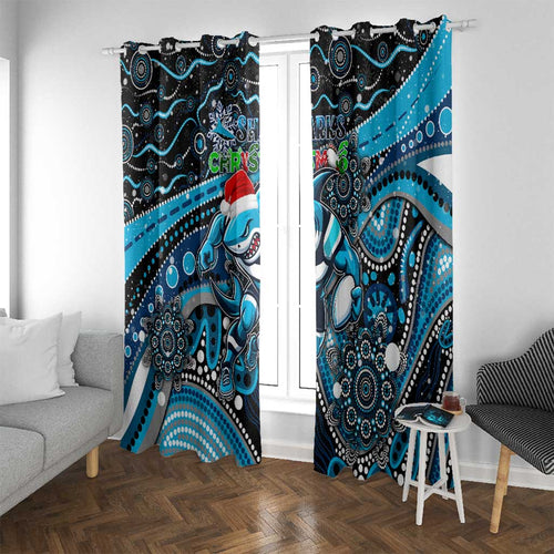 Merry Christmas Sharks Window Curtain Aboriginal Santa Rugby Mascot - Cronulla Sutherland