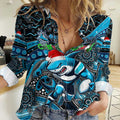 Merry Christmas Sharks Women Casual Shirt Aboriginal Santa Rugby Mascot - Cronulla Sutherland