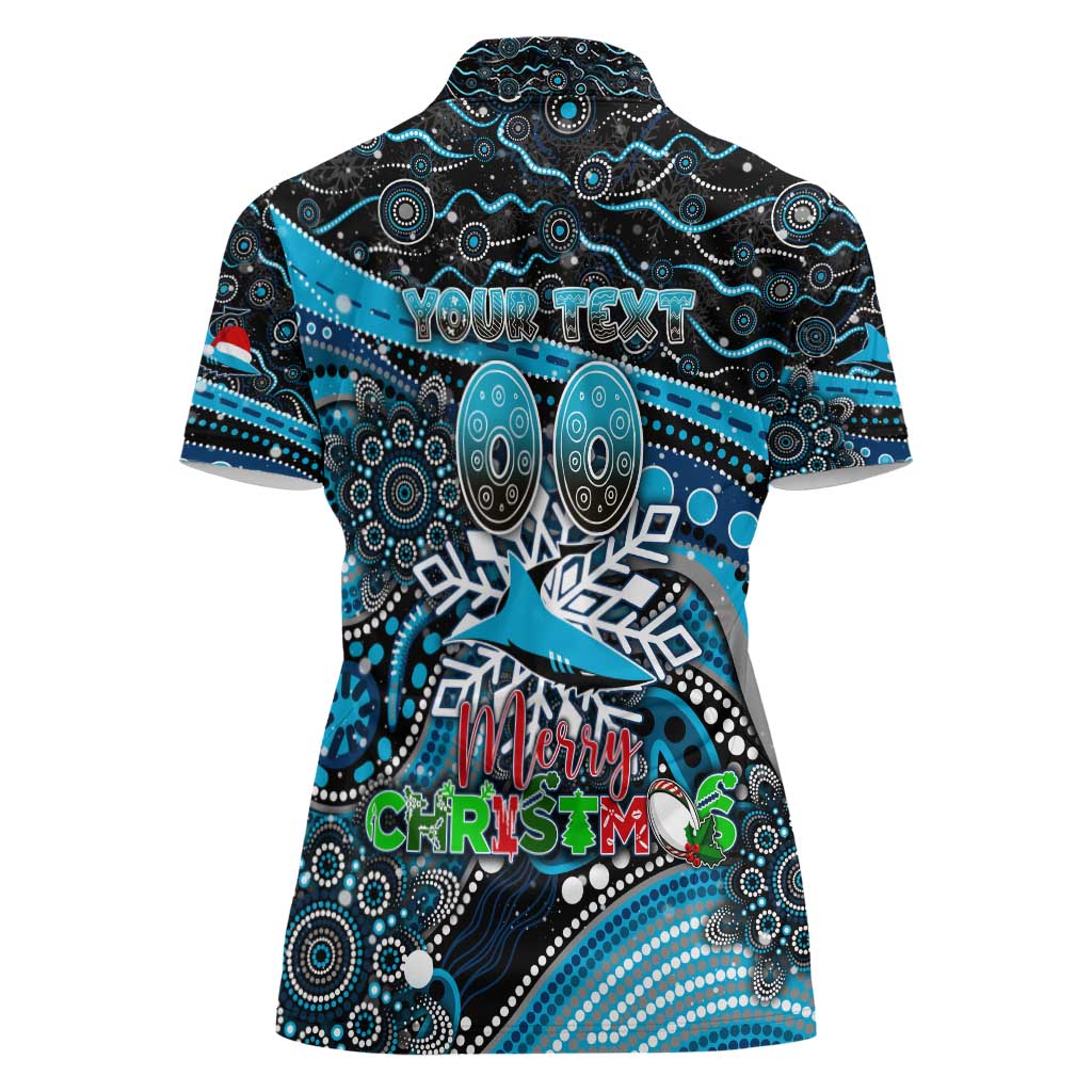 Merry Christmas Sharks Women Polo Shirt Aboriginal Santa Rugby Mascot - Cronulla Sutherland
