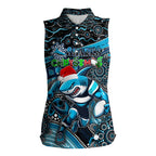 Merry Christmas Sharks Women Sleeveless Polo Shirt Aboriginal Santa Rugby Mascot - Cronulla Sutherland