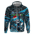 Merry Christmas Sharks Zip Hoodie Aboriginal Santa Rugby Mascot - Cronulla Sutherland