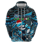 Merry Christmas Sharks Zip Hoodie Aboriginal Santa Rugby Mascot - Cronulla Sutherland