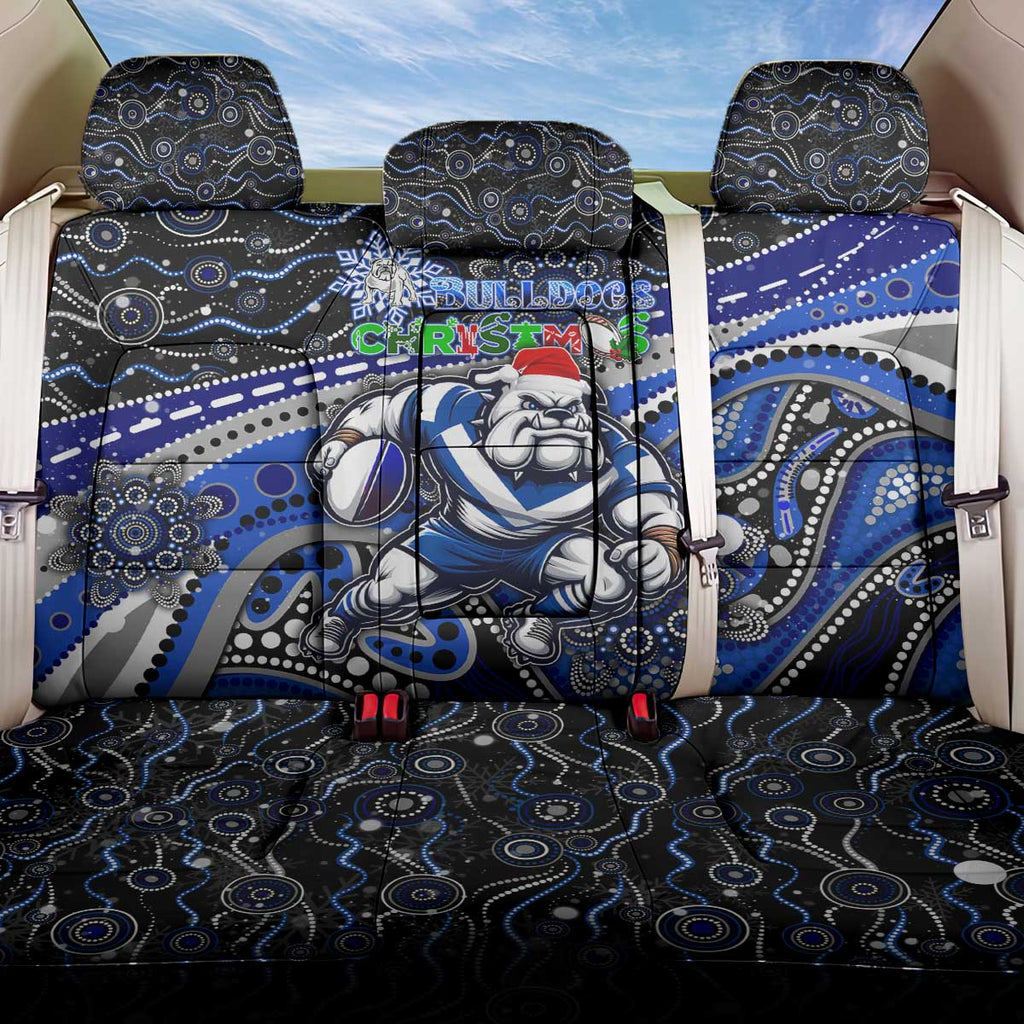 Merry Christmas Bulldogs Back Car Seat Cover Aboriginal Santa Rugby Mascot - Canterbury Bankstown