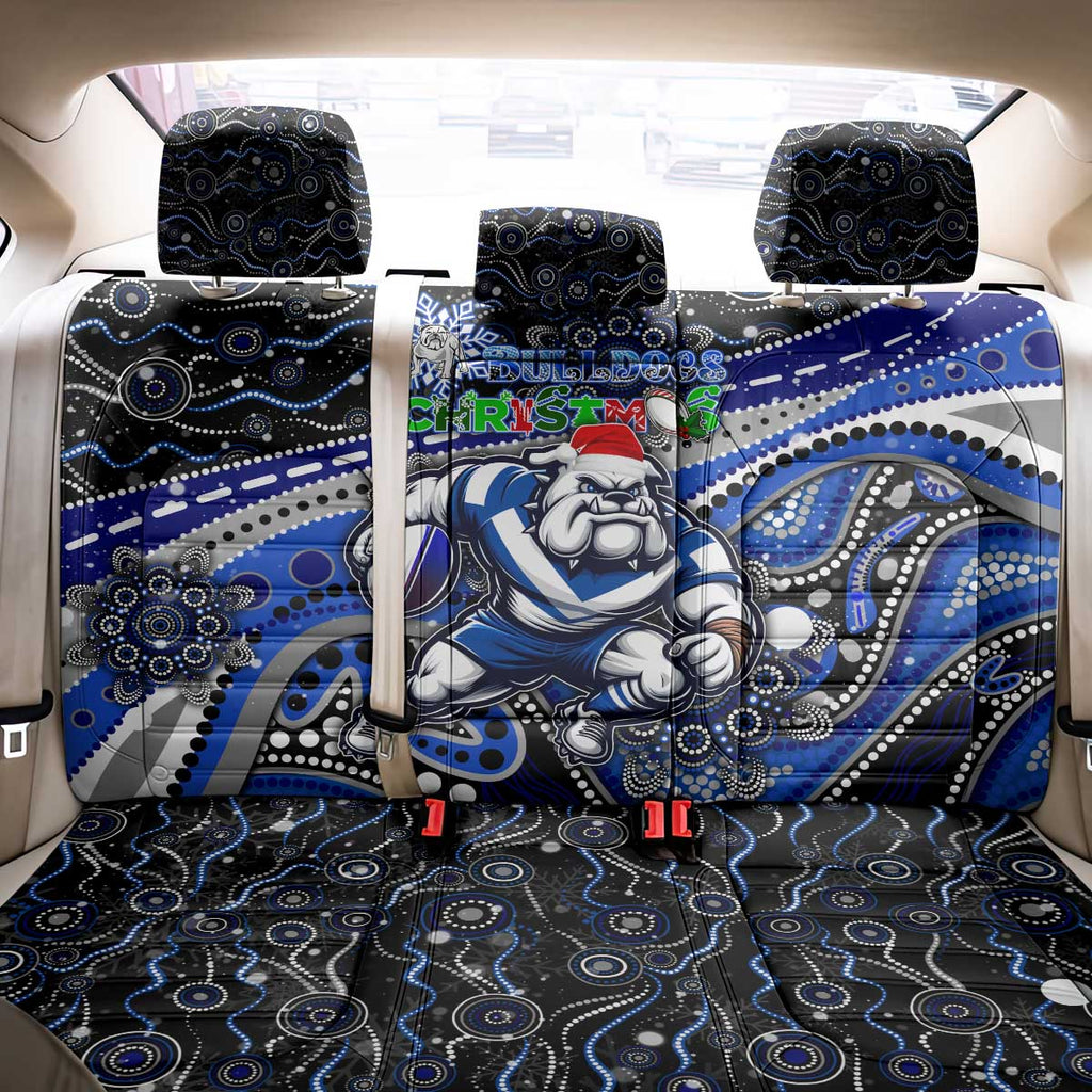 Merry Christmas Bulldogs Back Car Seat Cover Aboriginal Santa Rugby Mascot - Canterbury Bankstown