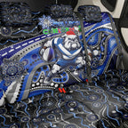 Merry Christmas Bulldogs Back Car Seat Cover Aboriginal Santa Rugby Mascot - Canterbury Bankstown